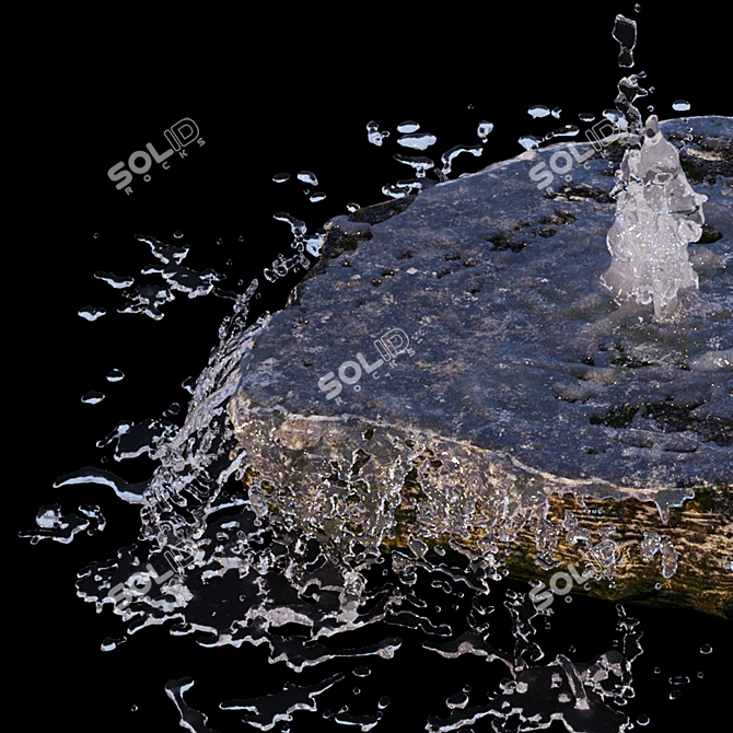 Serene Cascade Rock Waterfall 3D model image 6