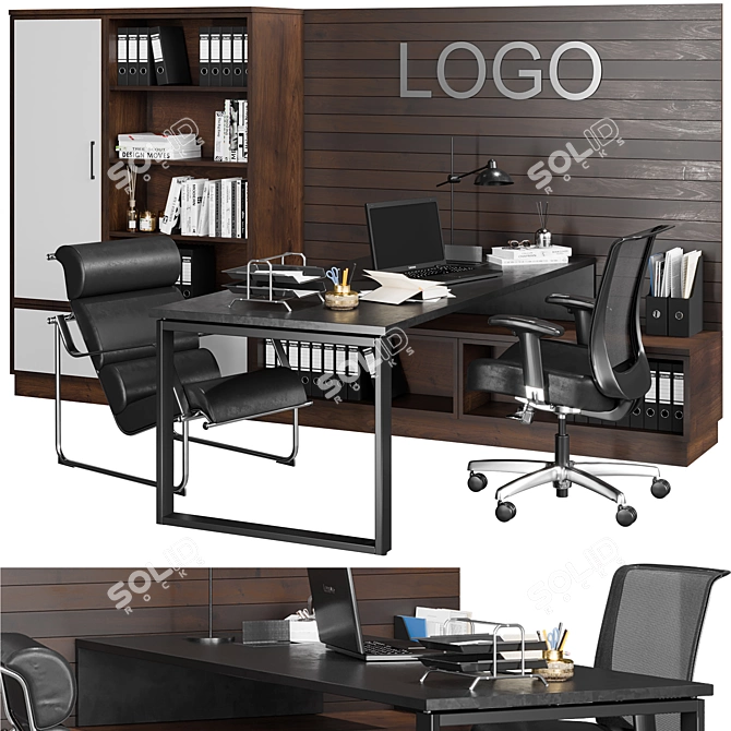 Modern Office Furniture Set 3D model image 1