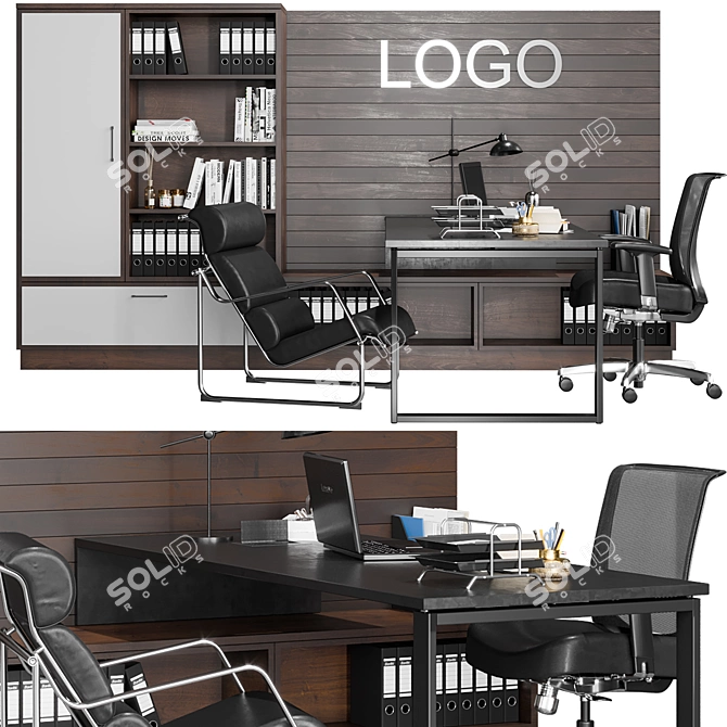 Modern Office Furniture Set 3D model image 3