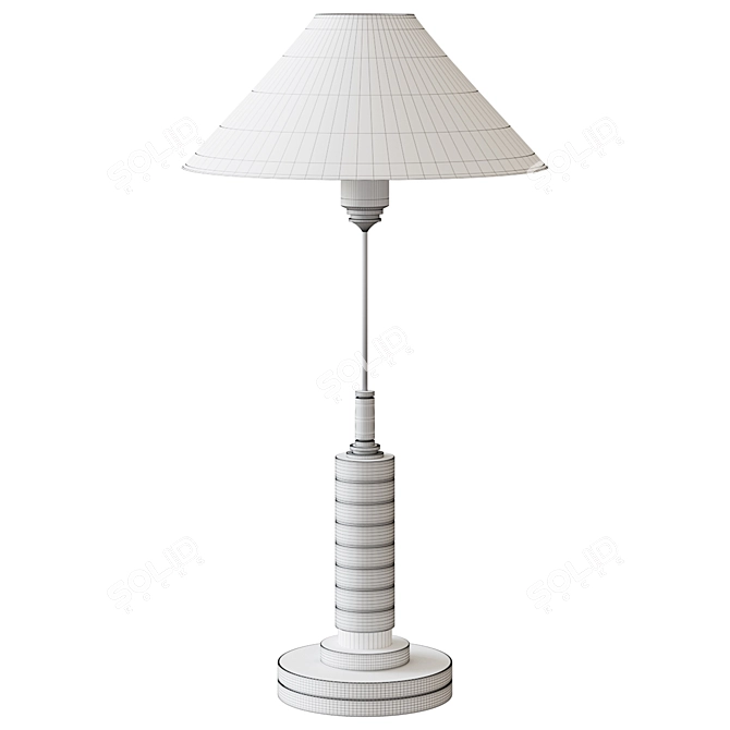 Elegant Steel and Marble Table Lamp 3D model image 2