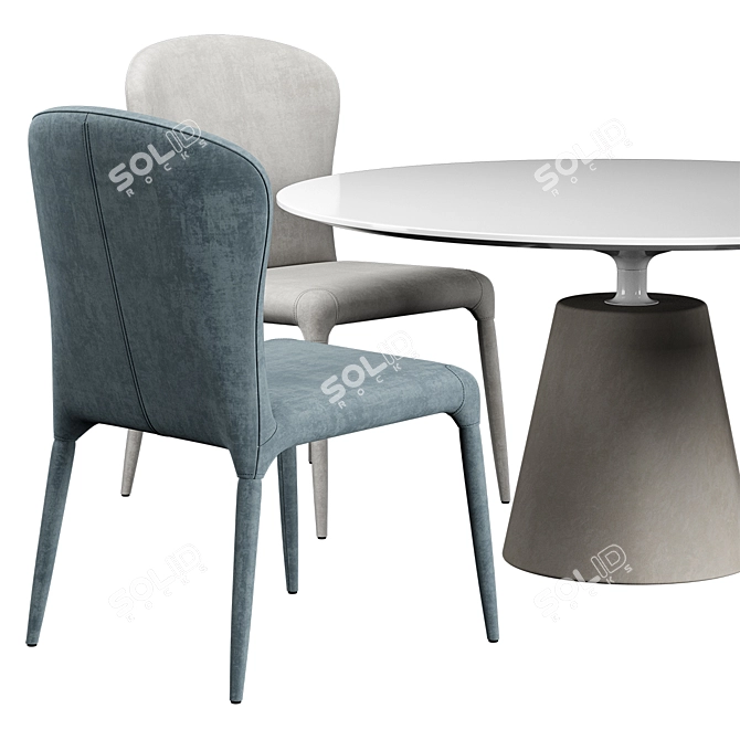 Modern Monti Chair + Rock Table Set 3D model image 4