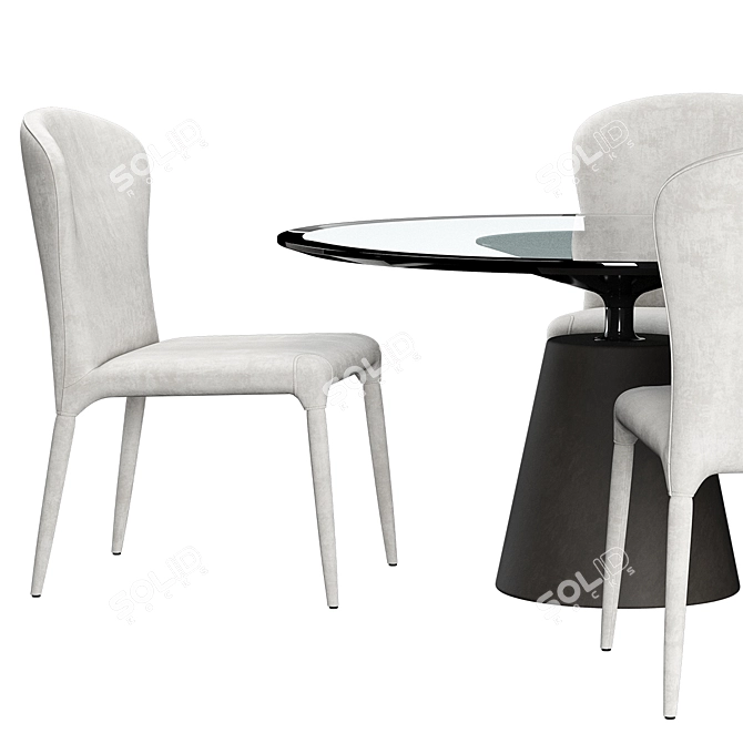 Modern Monti Chair + Rock Table Set 3D model image 5