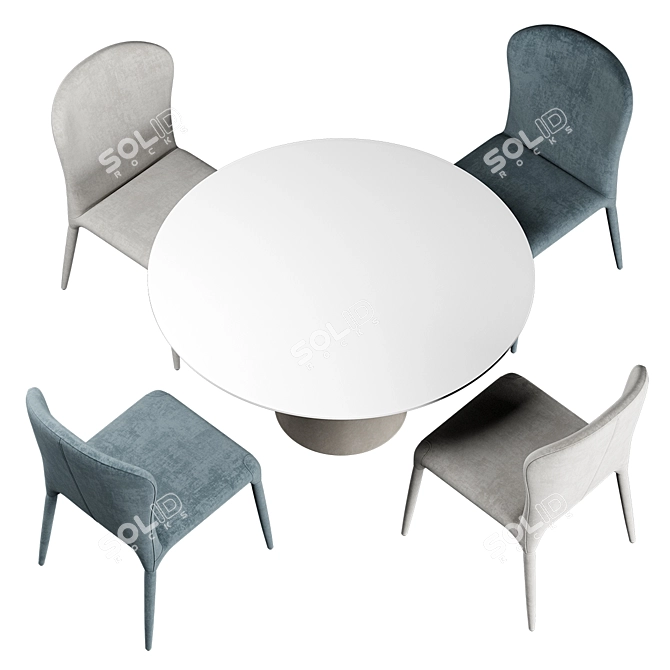 Modern Monti Chair + Rock Table Set 3D model image 6