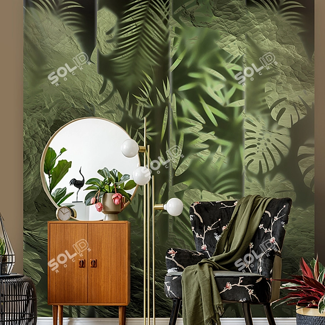 Greenday 21: Nature-Inspired Designer Wallpaper 3D model image 3