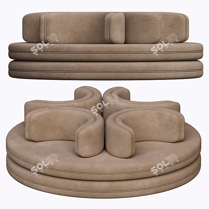 Modern Round Sofa - Stylish and Comfortable 3D model image 2