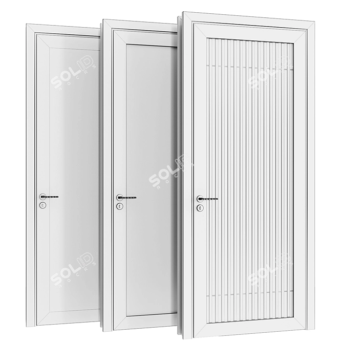 Sleek Black Wood Doors 3D model image 4