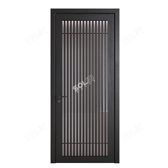 Sleek Black Wood Doors 3D model image 5