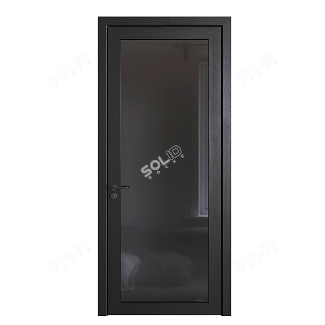 Sleek Black Wood Doors 3D model image 6