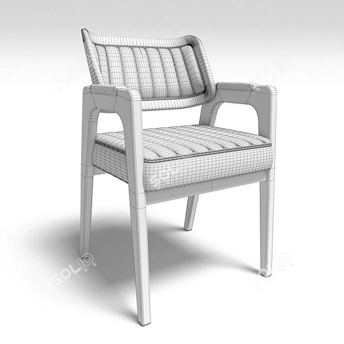 Rustic Leather and Rattan Chair 3D model image 3