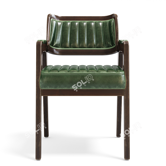 Rustic Leather and Rattan Chair 3D model image 4