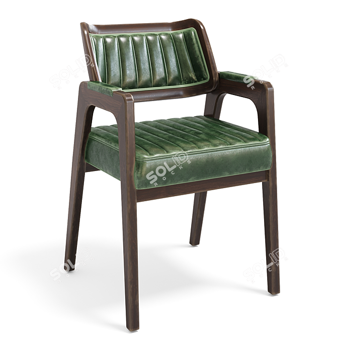 Rustic Leather and Rattan Chair 3D model image 6