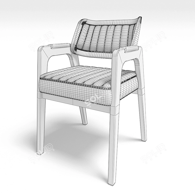 Rustic Leather and Rattan Chair 3D model image 7