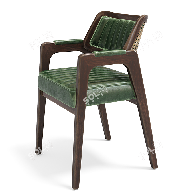 Rustic Leather and Rattan Chair 3D model image 8