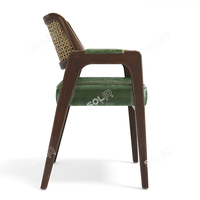 Rustic Leather and Rattan Chair 3D model image 9