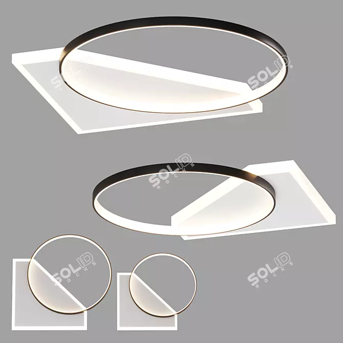 Elegant Ceiling Lamp with 3 Color Lights 3D model image 1