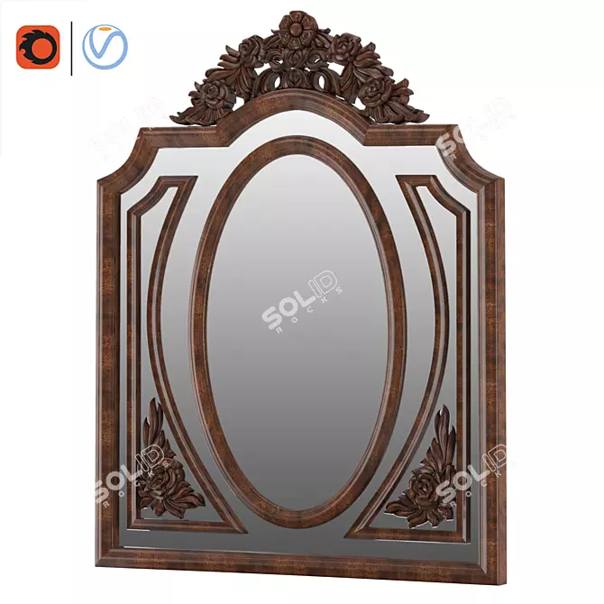 Elegant Carved Mirror - 500x640mm 3D model image 1