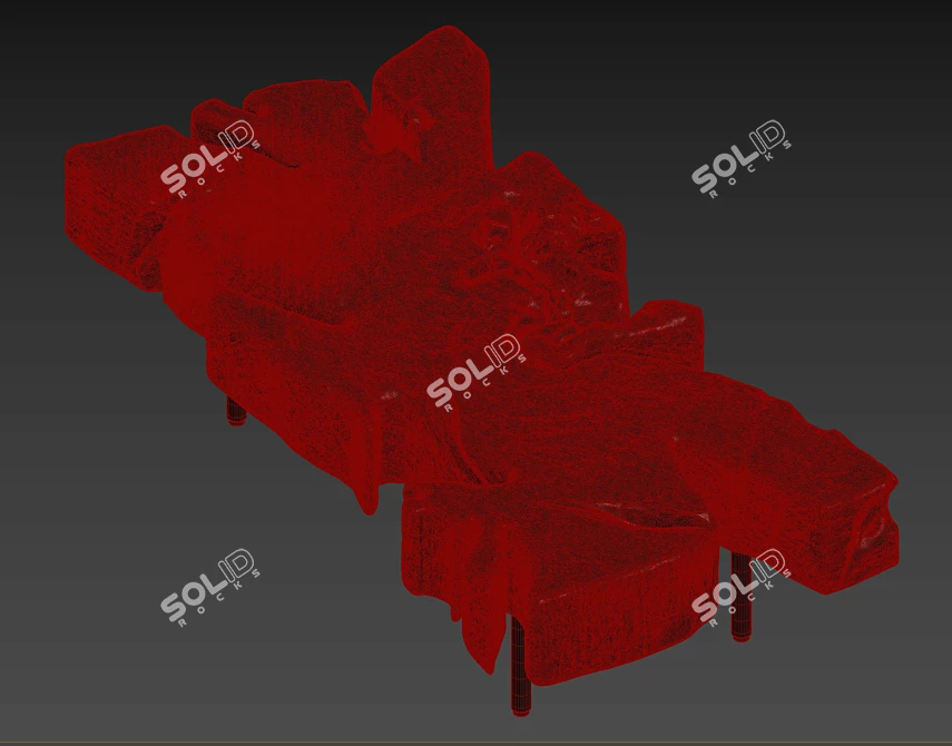 Rustic Wood Slab Coffee Table 3D model image 2