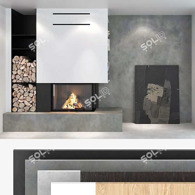 Decorative Wall Fireplace Set 3D model image 1