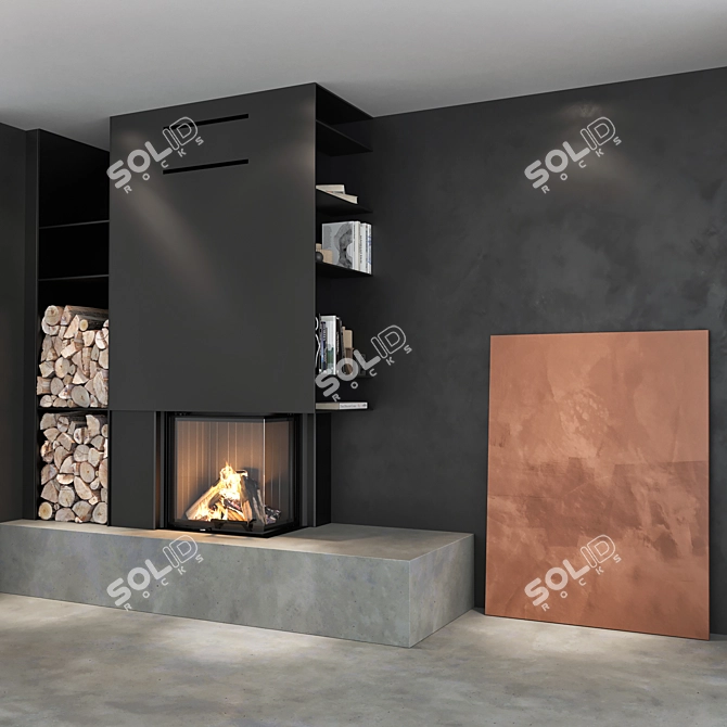 Decorative Wall Fireplace Set 3D model image 4