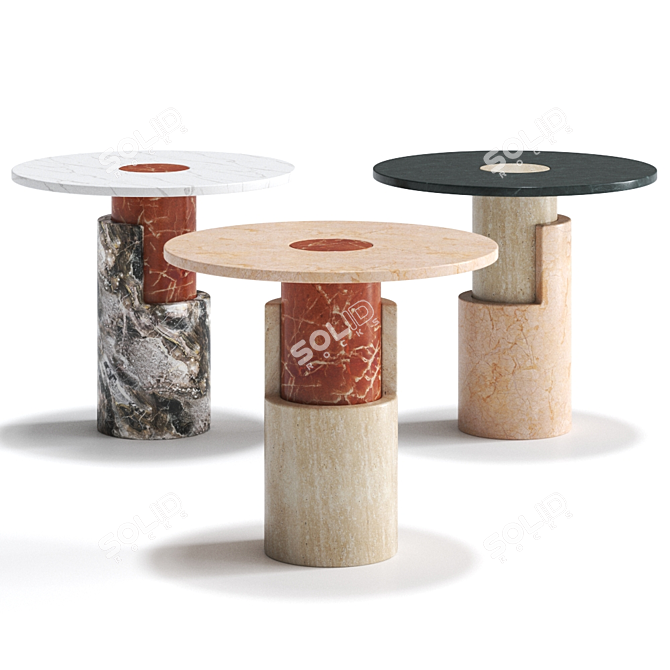 Braque Travertine Side Table: Elegant and Versatile Design 3D model image 2
