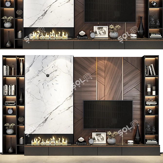 204 TV Wall Unit: Stylish Space-Saving Solution 3D model image 1