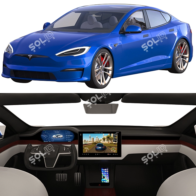 Tesla Model S Plaid: Lightning Fast Luxury 3D model image 1