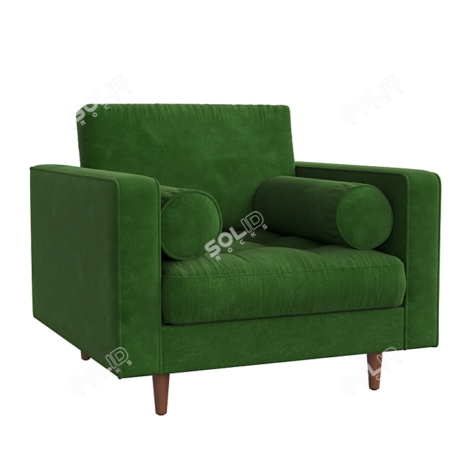 Sven Velvet Armchair: Elegant and Comfortable 3D model image 3