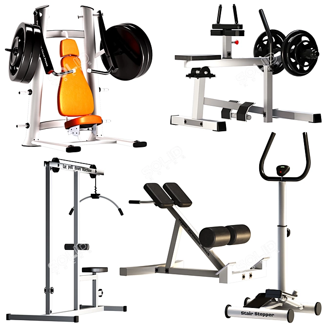 Realistic 3D Gym Equipment: Perfect for Fitness Enthusiasts 3D model image 1