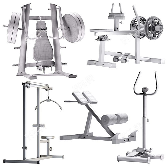 Realistic 3D Gym Equipment: Perfect for Fitness Enthusiasts 3D model image 6