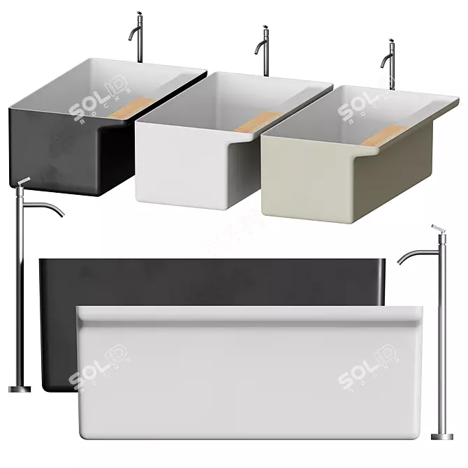 MARSIGLIA Bathtub: Compact, Stylish, and Functional 3D model image 3