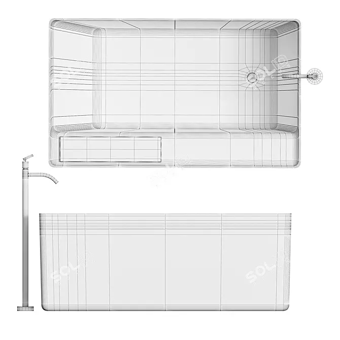 MARSIGLIA Bathtub: Compact, Stylish, and Functional 3D model image 6