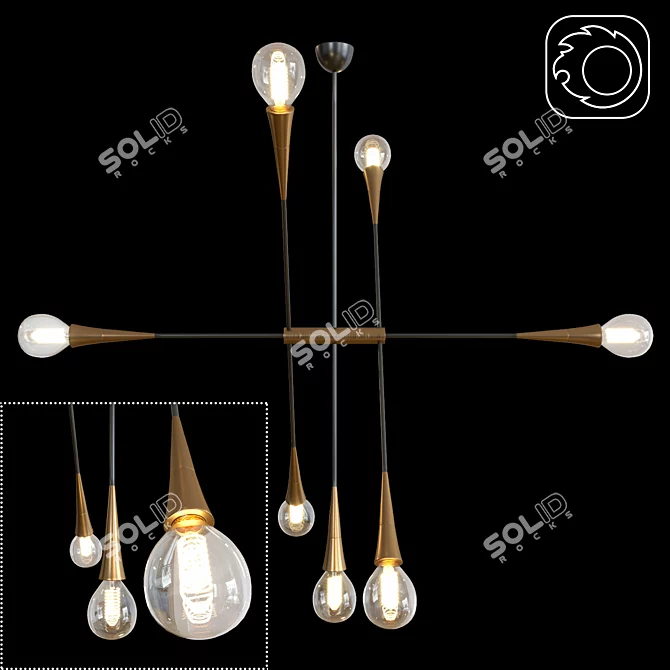 Elegant Tristan Pendant Light 3D model image 1