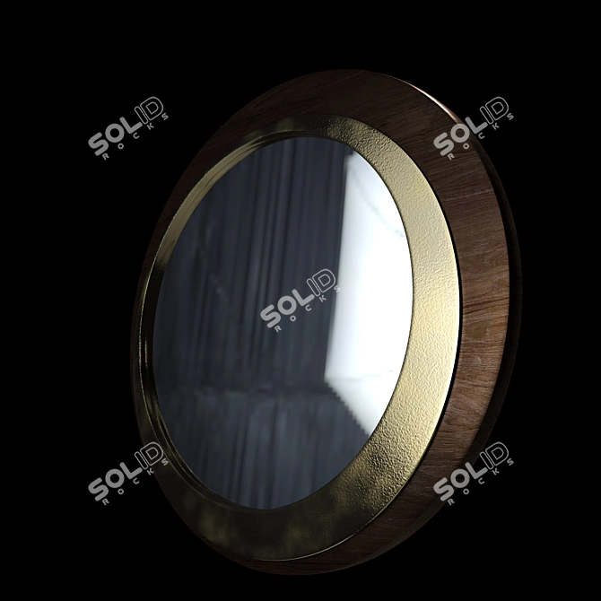 Elegant Round Frame Mirror 3D model image 2