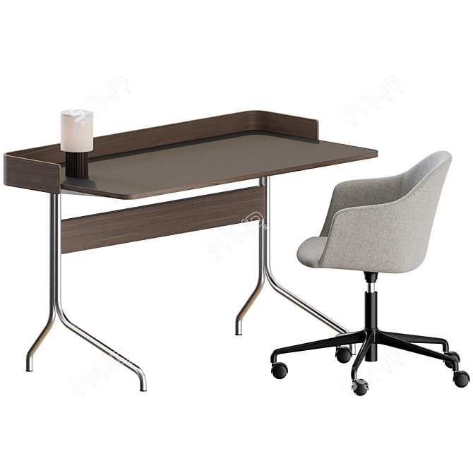 Modern Office Set: Chairs, Tables, & Lamp 3D model image 2