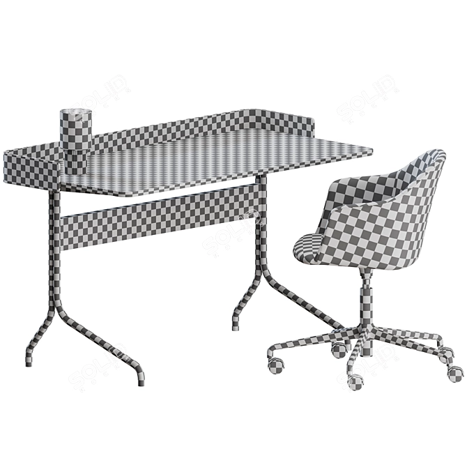 Modern Office Set: Chairs, Tables, & Lamp 3D model image 3