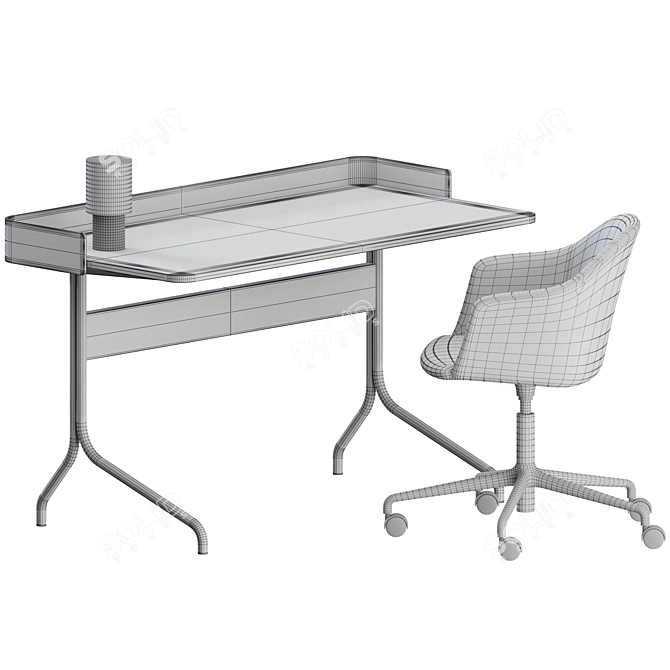 Modern Office Set: Chairs, Tables, & Lamp 3D model image 4