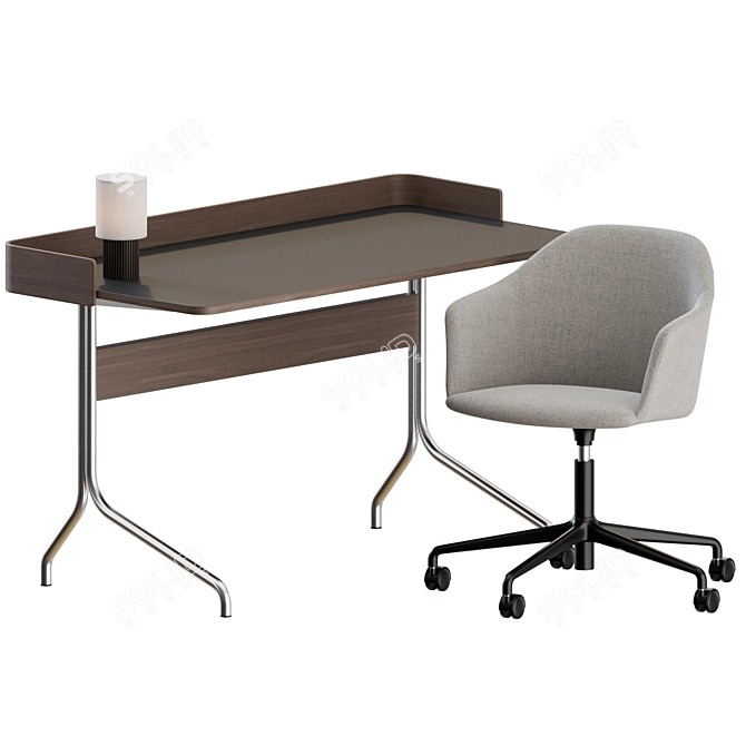 Modern Office Set: Chairs, Tables, & Lamp 3D model image 5