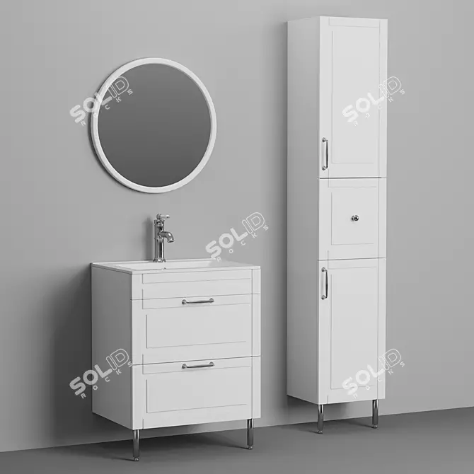 Oxford 60 - Elegant Retro-Style Bathroom Set 3D model image 3