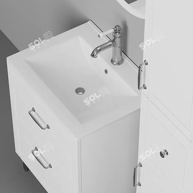 Oxford 60 - Elegant Retro-Style Bathroom Set 3D model image 4