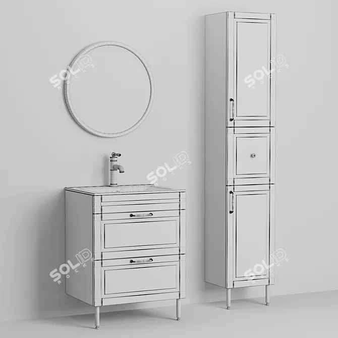 Oxford 60 - Elegant Retro-Style Bathroom Set 3D model image 7