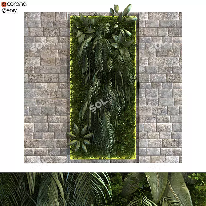 Elevate your space with Vertical Plant Set 3D model image 1