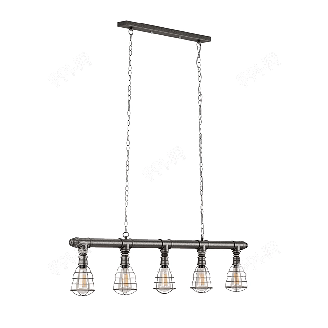 Industrial Pipe Hanging Ceiling Light - Pascalle 3D model image 1