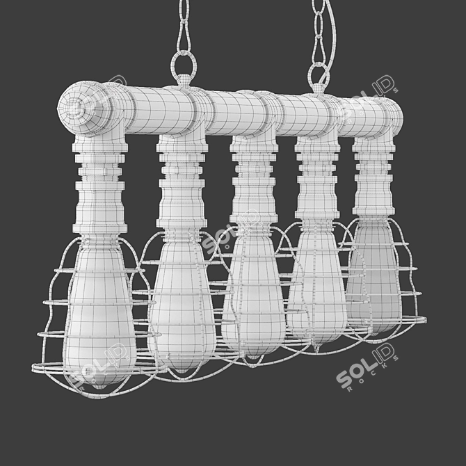 Industrial Pipe Hanging Ceiling Light - Pascalle 3D model image 3