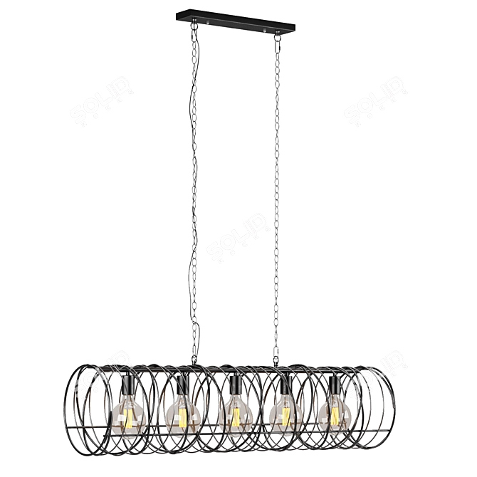 Spiral Charcoal Pendant: Industrial Ceiling Light 3D model image 1