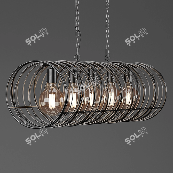 Spiral Charcoal Pendant: Industrial Ceiling Light 3D model image 2