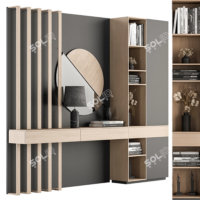 Modern Black Wood Hallway Set 3D model image 1