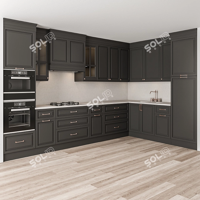 Stylish Neo Classic Kitchen Set 3D model image 2