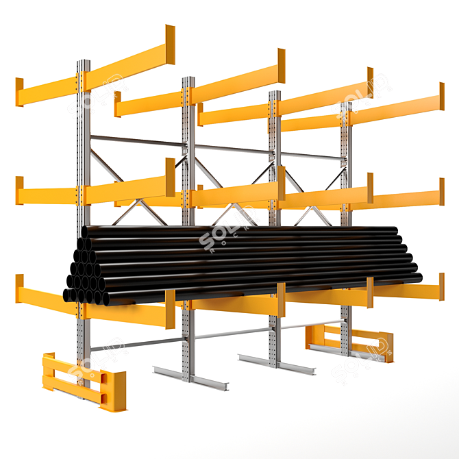 Metal Cantilever Storage Shelves 3D model image 1