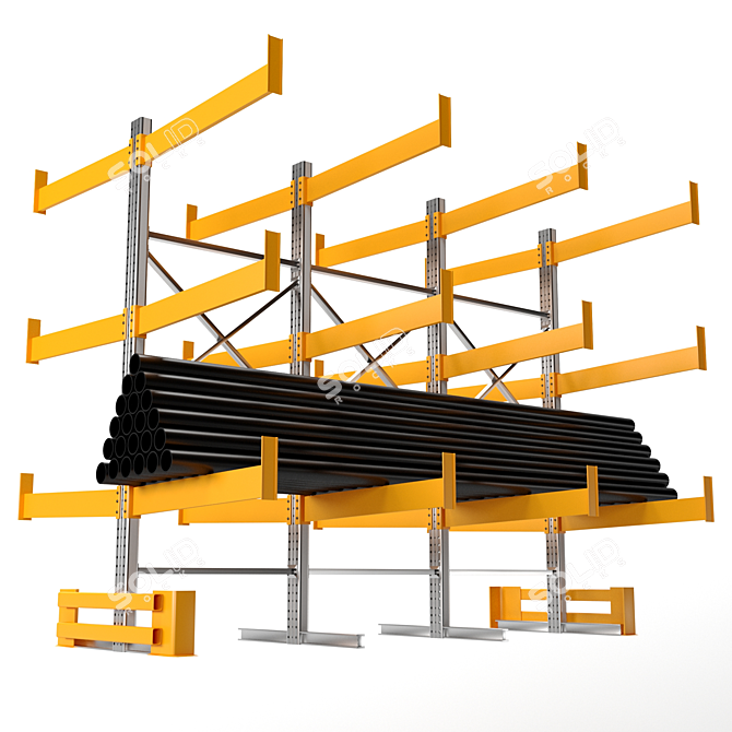 Metal Cantilever Storage Shelves 3D model image 2