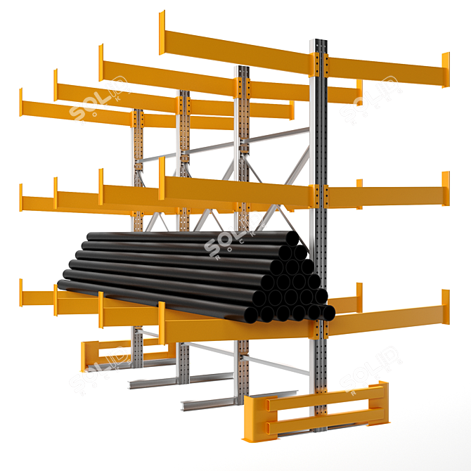 Metal Cantilever Storage Shelves 3D model image 3